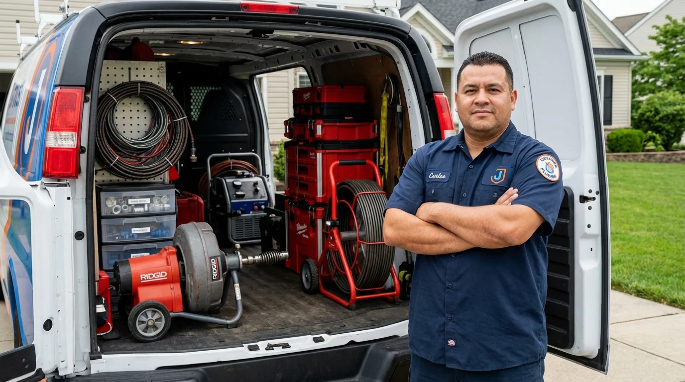 Professional drain cleaning equipment and Johns Plumbing LLC plumber in Bayard