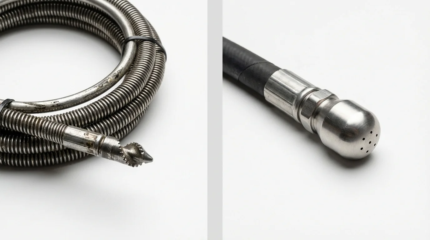Drain snake cable and hydro jetting nozzle used for drain cleaning in Bayard, NE